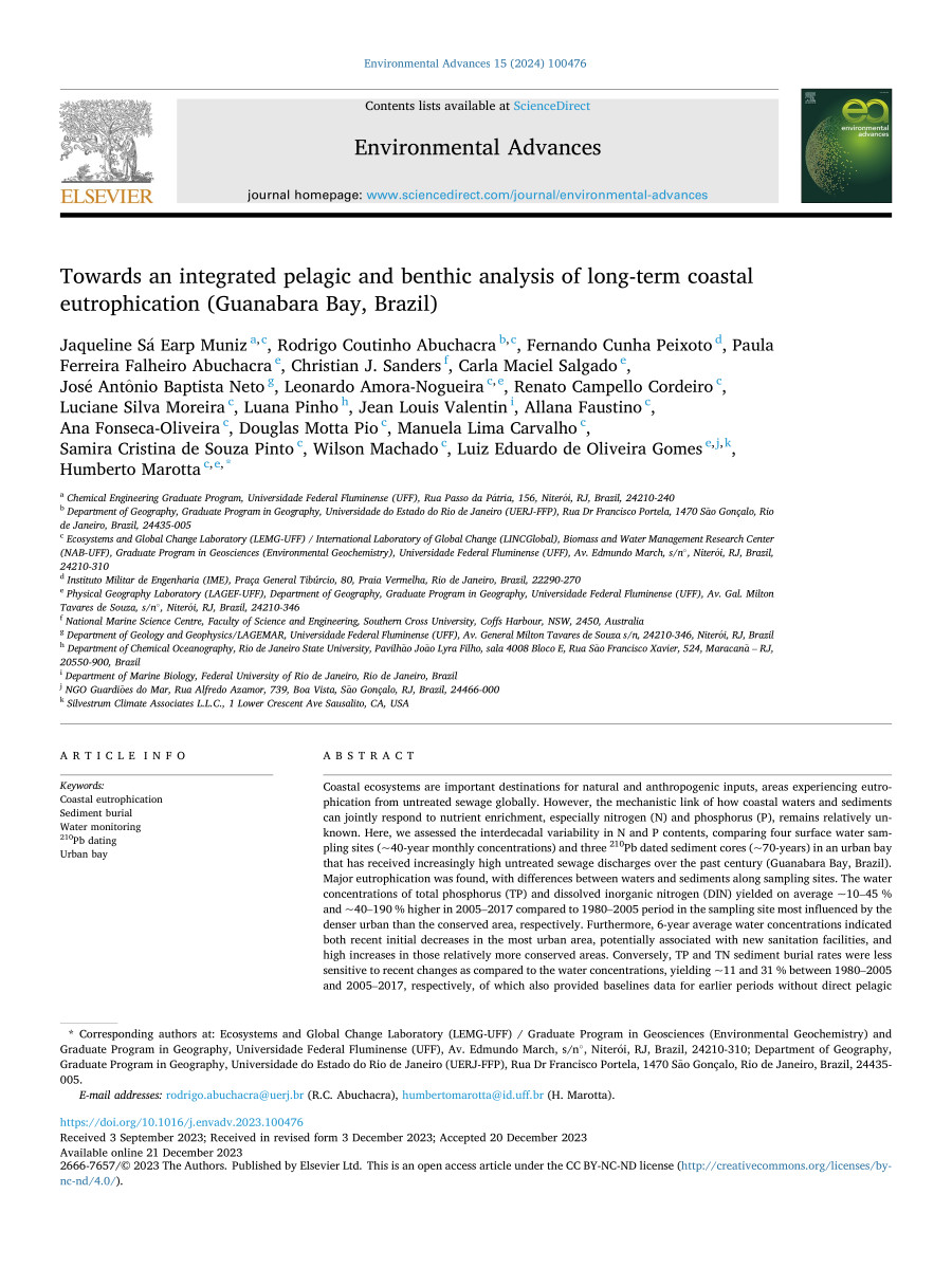 Towards an integrated pelagic and benthic analysis of long-term coastal eutrophication (Guanabara Bay, Brazil)